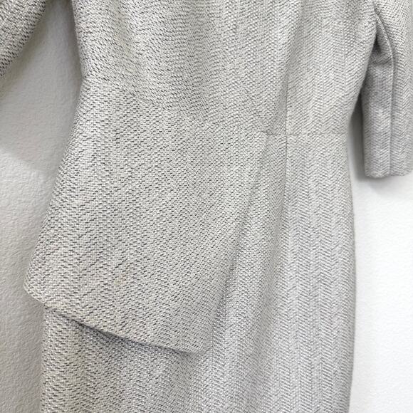THE FOLD Eaton Tweed Dress Gray Wool Blend Midi Peplum US 2 Kate Middleton EUC - Picture 5 of 12